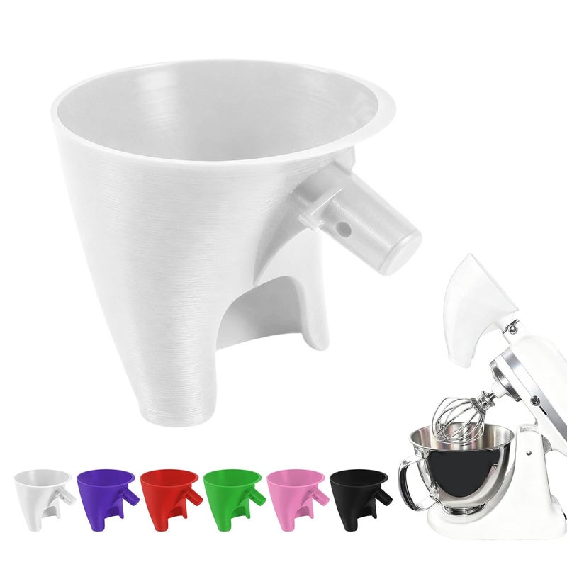 POMFAEE Flour Funnel for Kitchen Aid Mixer, Stand Mixer Attachment, Plastic Powder Funnel with Easy-Pour, Prevents Spills and Messes,Easy Pouring Design for Egg Liquid and Both Flour（White） - Image 1